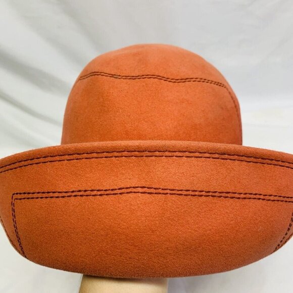Vintage 50s 60s Felt Hat Womens Touriste Made In Switzerland Handmade Orange - Picture 14 of 14